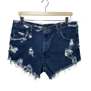 Wrangler Five Star Premium Cutoff Denim Shorts Women’s Distressed 36 Blue